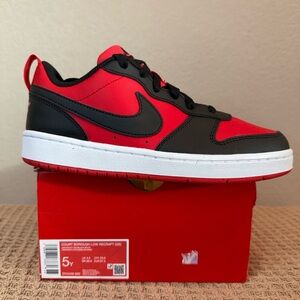 Nike Court Borough Low Recraft GS Black Red White Youth 5Y NIB